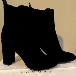 Brand new THEORY Black suede ankle boots 3 inches high